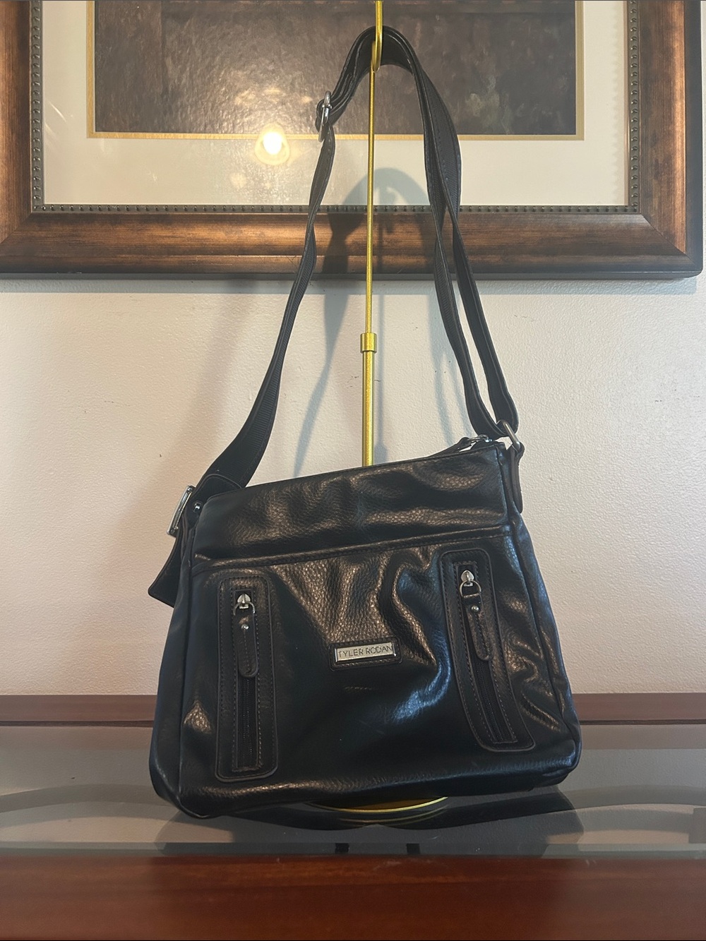 Tyler Rodan Black Pebbled Leather Shoulder Bag